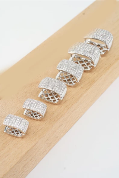 Kadın Vip Seri Zirkon Taşlı 3 Boy 6'lı Küpe Seti ZRK004 - Resim 5