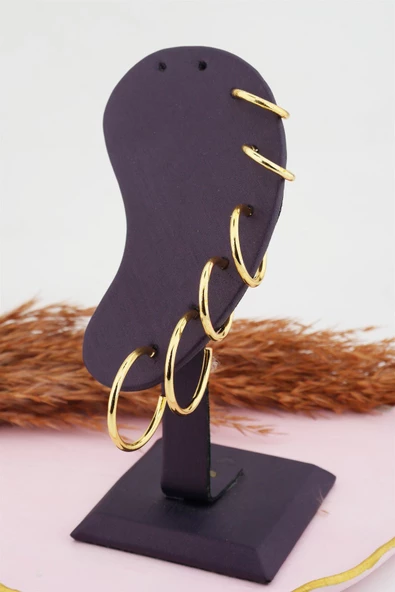 Kadın 3 Boy 6'lı Halka Küpe Seti - Resim 3