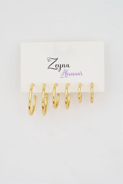 Kadın 3 Boy 6'lı Halka Küpe Seti ürün görseli