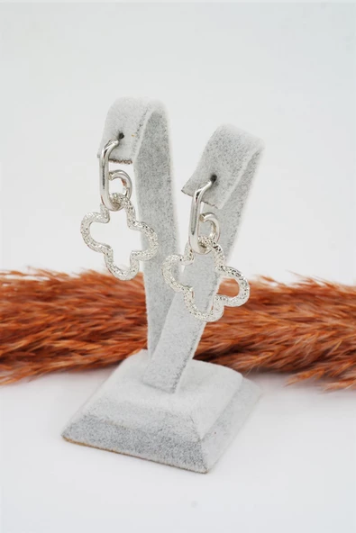 Kadın Özel Tasarım  Sallantılı Yonca Model Küpe - Resim 4