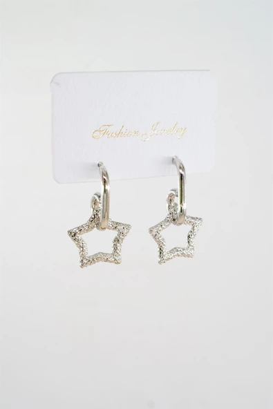 Kadın Özel Tasarım  Sallantılı Yıldız Model Küpe - Resim 2