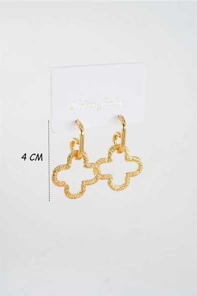 Kadın Özel Tasarım  Sallantılı Yonca Model Küpe - Resim 3