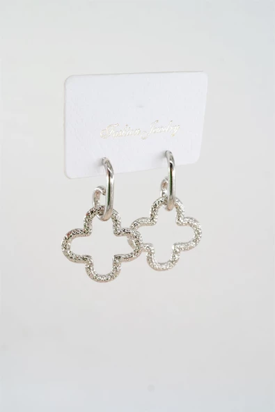 Kadın Özel Tasarım  Sallantılı Yonca Model Küpe - Resim 2