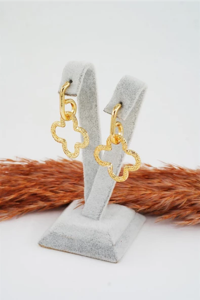 Kadın Özel Tasarım  Sallantılı Yonca Model Küpe - Resim 4