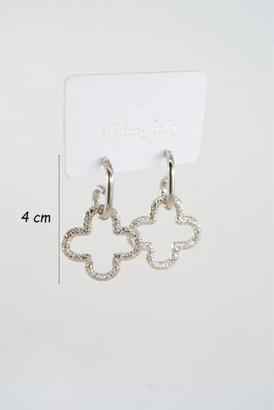 Kadın Özel Tasarım  Sallantılı Yonca Model Küpe - Resim 3