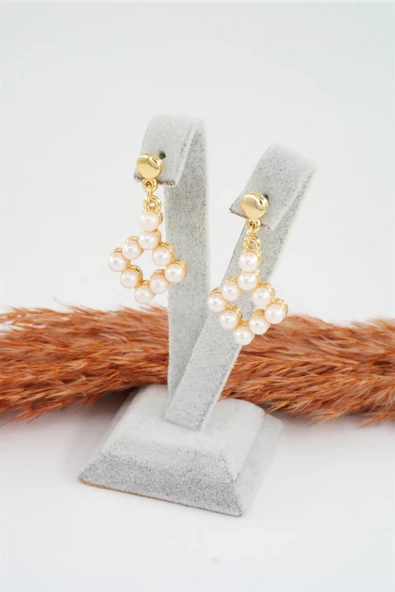 Kadın Özel Tasarım Suni İnci Sallantılı Küpe - Resim 2