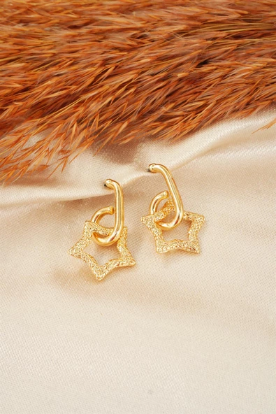 Kadın Özel Tasarım  Sallantılı Yıldız Model Küpe ürün görseli