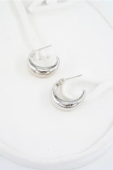 Kadın Özel Tasarım 2 cm Yarım Ay Model Küpe - Resim 2