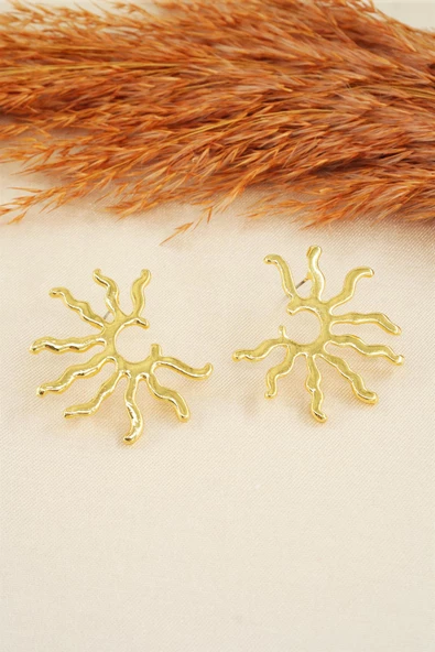 Kadın Özel Tasarım 4 cm Güneş Figürlü Küpe ürün görseli