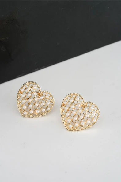 Kadın Kalp Figürlü 2.5 Cm Suni İncili Küpe ürün görseli