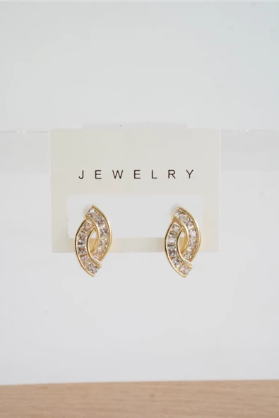 Kadın Özel Tasarım Zirkon Taşlı 2'li Minimal Küpe ürün görseli