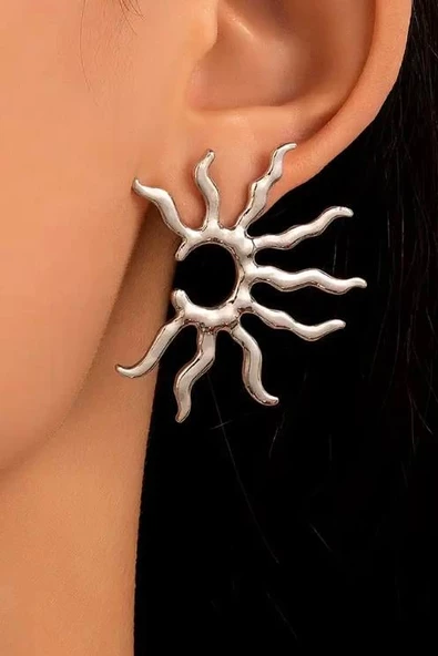 Kadın Özel Tasarım Güneş Figürlü Küpe 001 - Resim 4