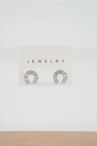 Kadın Özel Tasarım Zirkon Taşlı 2'li Minimal Küpe - Resim 2