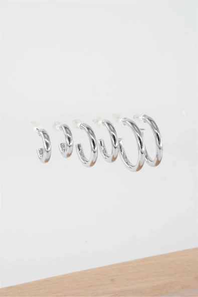 Kadın 3 boy Kalın Halka Küpe 1.7/ 2 / 2.5 cm - Resim 2