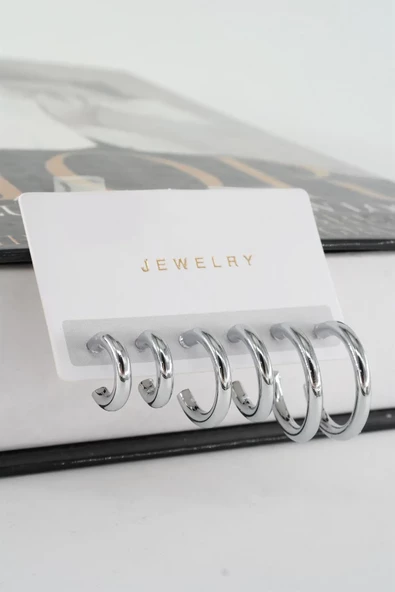 Kadın 3 boy Kalın Halka Küpe 1.7/ 2 / 2.5 cm ürün görseli