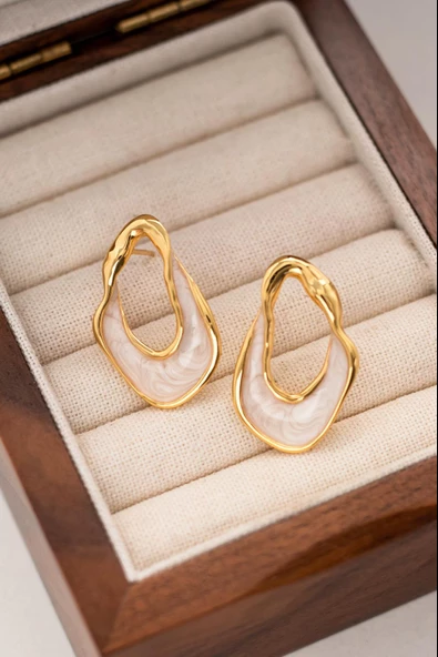 Kadın Özel Tasarım Mineli 3 cm Küpe 0001 - Resim 3