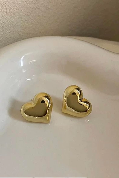 Kadın Özel Tasarım Mini Kalp Model 1.9 cm Küpe - Resim 3