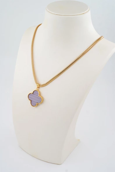 Kadın Özel Tasarım İtalyan Zincirli Yonca Figürlü Kolye ürün görseli