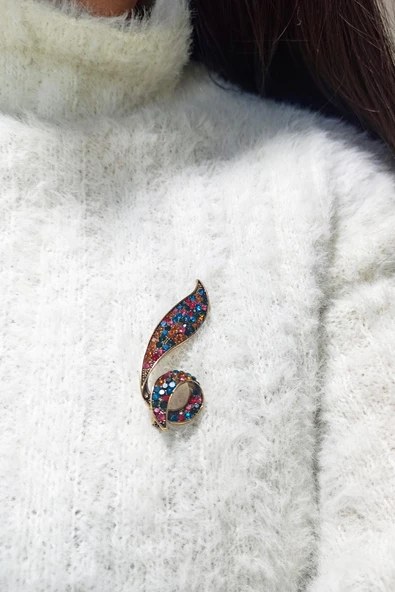 Kadın Özel Tasarım Tilki Kuyruk Figürlü Broş - Resim 3