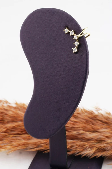 Kadın Altın Kaplama Baget Zirkon Taşlı Earcuf Kıkırdak Küpe - Resim 2