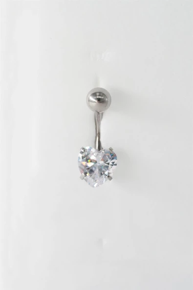 Kadın 316L Anti Alerjenik Baget Zirkon Taşlı Kalp Figürlü Göbek Piercing ürün görseli