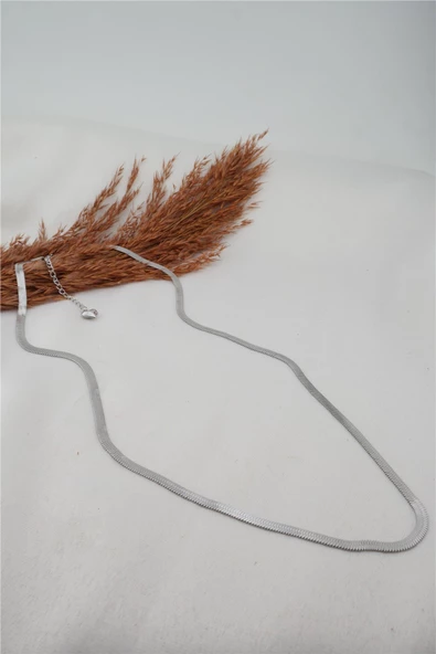 Kadın Çelik Kararmaz Gümüş Renk 60 cm İtalyan Zincir Kolye ürün görseli