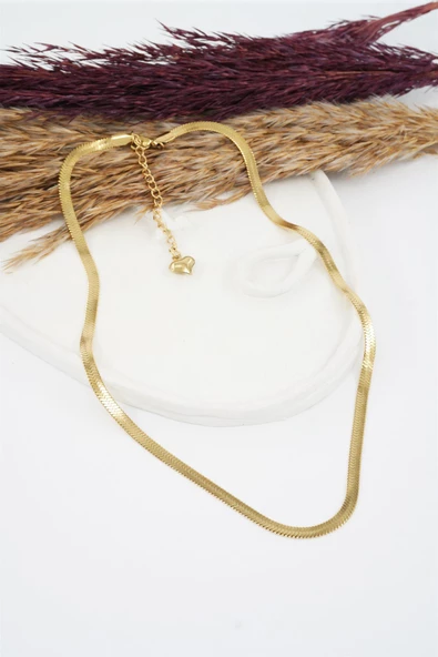 Kadın 316L Çelik 40 cm Gold Renk İtalyan Zincir  Kolye - Resim 3