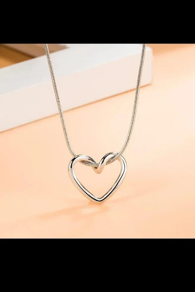 Kadın Vip Seri 316 L Paslanmaz Çelik Kalp Figürlü Kolye Stl - Resim 5