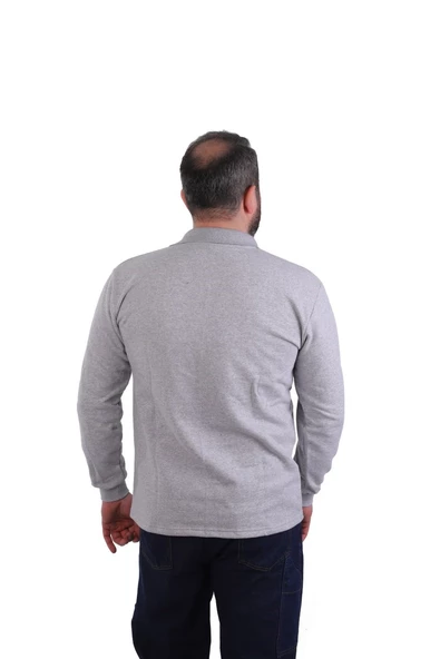 ESER - Polo Yaka Sweatshirt - Cepli - Gri Açık - 2