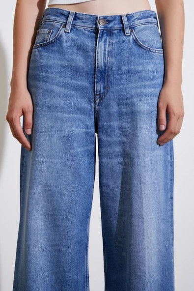 Yüksel Bel Baggy Jean Mavi - 5