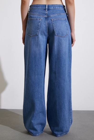 Yüksel Bel Baggy Jean Mavi - 6