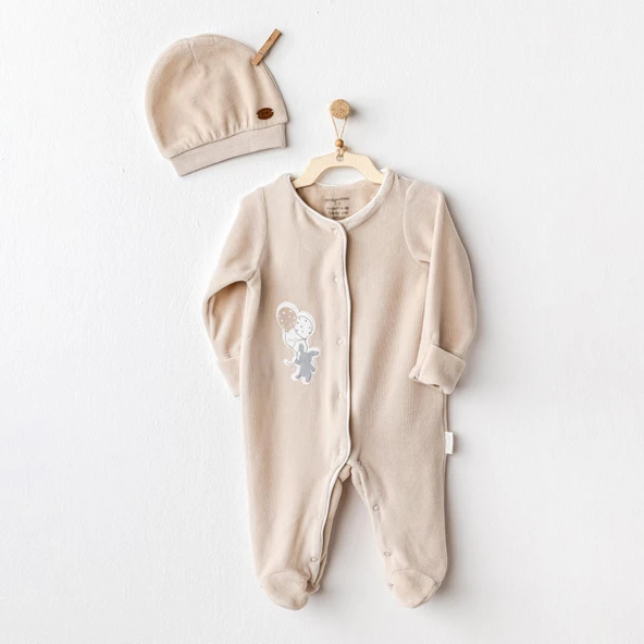 Erkek Bebek Tulum Takım Romper Hat Set Velvet Happy Everyday AC25064 - Resim 2