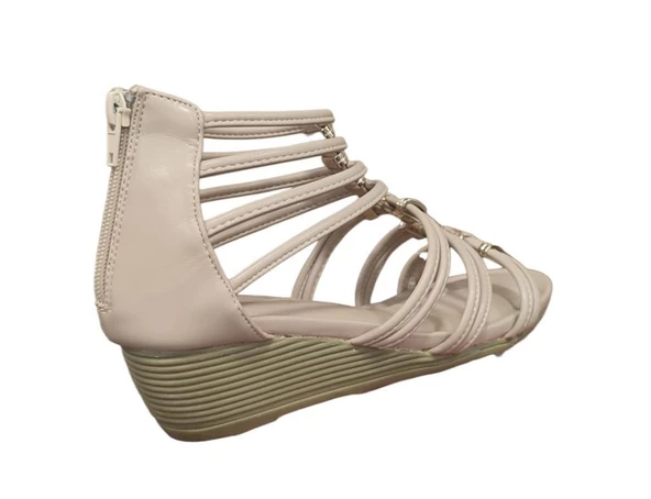 GUJA 126-1 ARKADAN FERMUARLI DOLGU TOPUK KADIN SANDALET - Resim 4