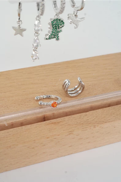 Kadın Vip Seri Zirkon Taşlı Karışık Figürlü 6'lı Küpe  zrk00578 - Resim 3