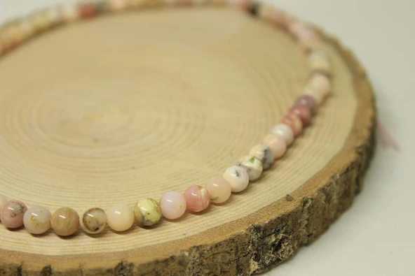 Bileklik Boy Pembe Opal Taşı Royal Quality Yarım Dizi 6mm - Resim 3