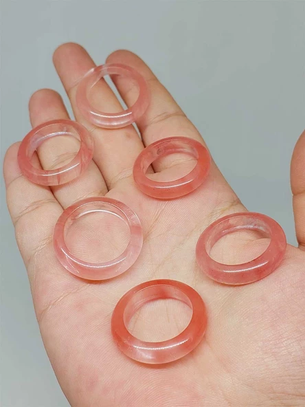 Gül Kuvars Taşı Yüzük 6mm Kalınlığında (Standart Ölçü) (51488)