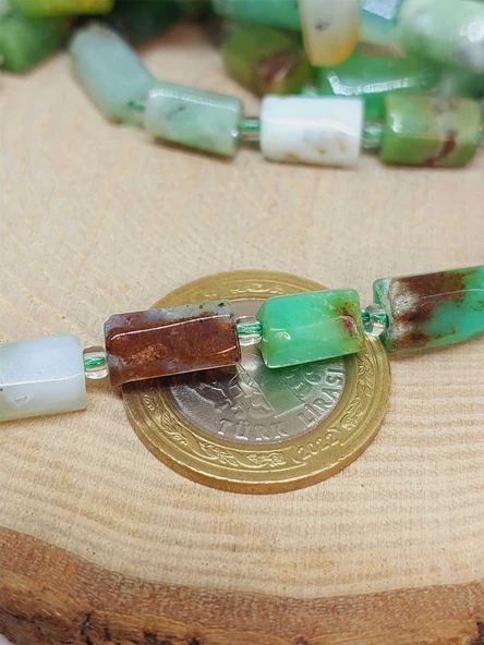 Bileklik Boy Krizopras Taşı 6x12mm Yarım Dizi (49930) (18CM UZUNLUĞUNDADIR) - Resim 2