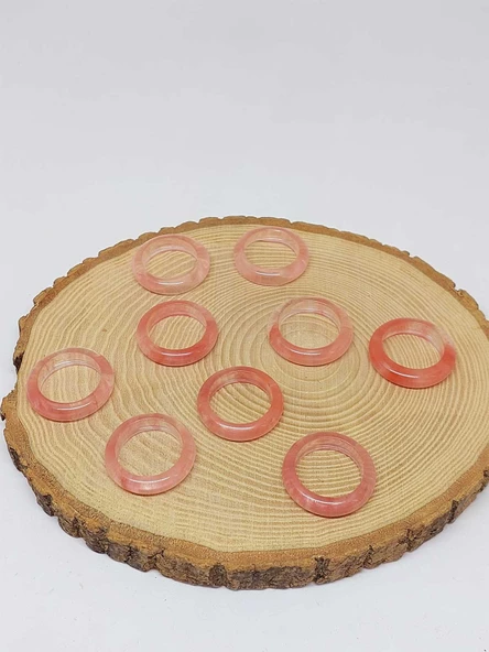 Gül Kuvars Taşı Yüzük 6mm Kalınlığında (Standart Ölçü) (51488) - Resim 2