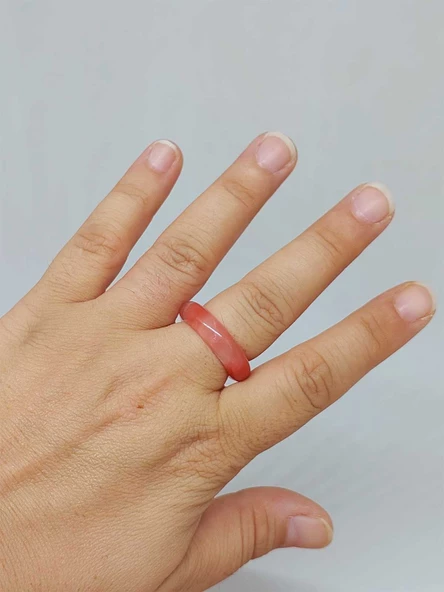 Gül Kuvars Taşı Yüzük 6mm Kalınlığında (Standart Ölçü) (51488) - Resim 4