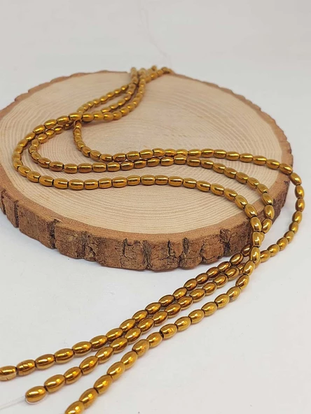 Bileklik Boy Hematit Taşı Arpa Kesim Yarım Dizi 4*5.5mm (49642) (18CM UZUNLUĞUNDADIR) - 3