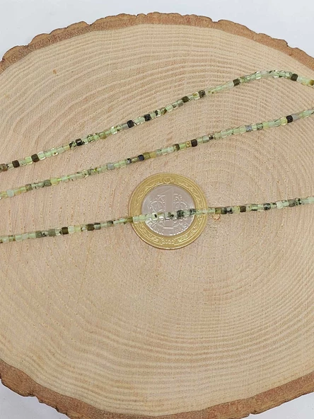 Bileklik Boy Prehnit (PRİNAYT) Taşı Küp Şekilli Dizi 2mm (51136) Yarım Dizi (17CM UZUNLUĞUNDADIR) - Resim 2