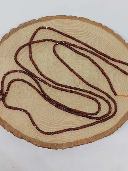 Bileklik Boy Lal (GRANAT) (GARNET) Taşı Küp Şekilli Dizi 2mm Yarım Dizi (17CM UZUNLUĞUNDADIR) - Resim 4