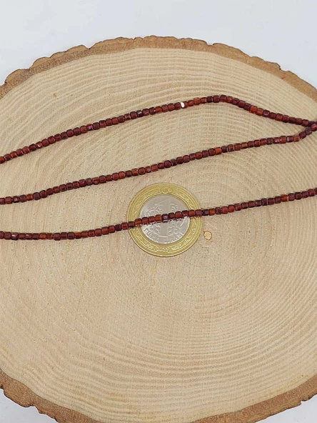 Bileklik Boy Lal (GRANAT) (GARNET) Taşı Küp Şekilli Dizi 2mm Yarım Dizi (17CM UZUNLUĞUNDADIR) - Resim 2