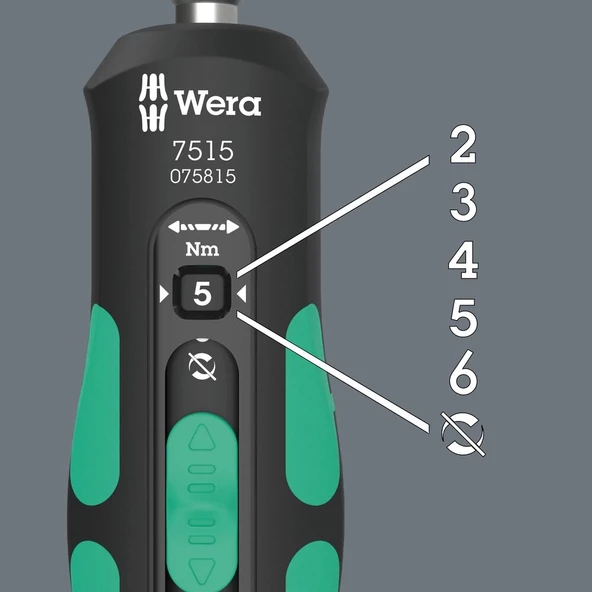 Wera 7515 Kraftform Safe-Torque Speed Torklu Tornavida, 2-6 Nm, 1/4" x 2.0 Nm x 3.0 Nm x 4.0 Nm x 5.0 Nm x 6.0 Nm x 147. - 4