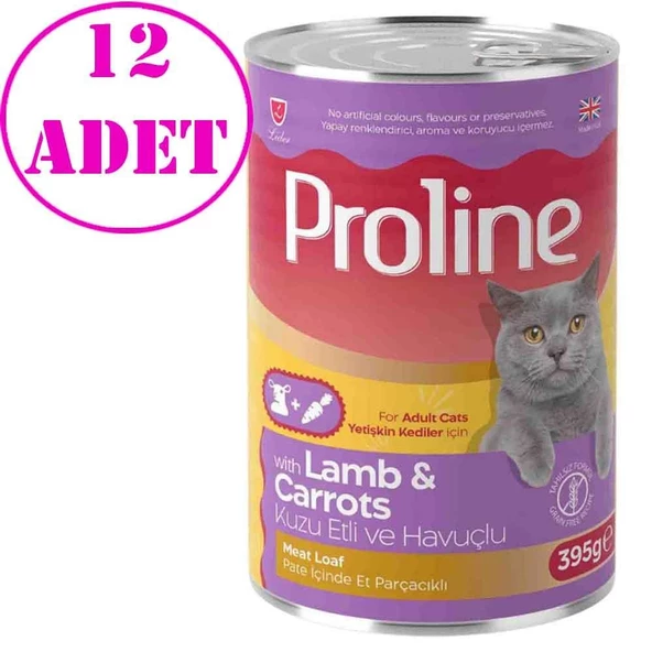 Proline Kedi Konserve Maması Pate Kuzu Etli ve Havuçlu 395 Gr 12 AD