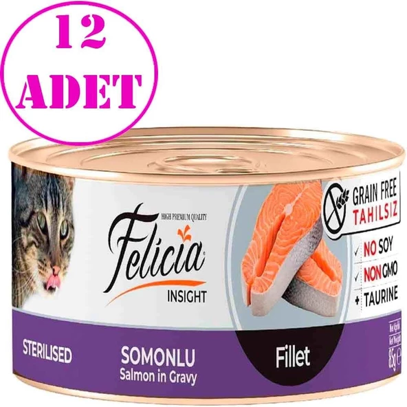 Felicia Tahılsız Sterilised Somon Filetolu Yaş Kedi Maması 85 Gr 12 AD