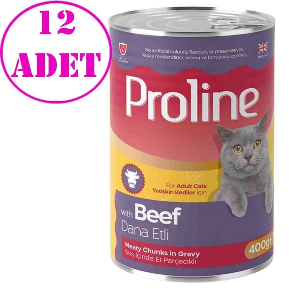 Proline Kedi Konserve Maması Biftekli 400 Gr 12 AD ürün görseli 1