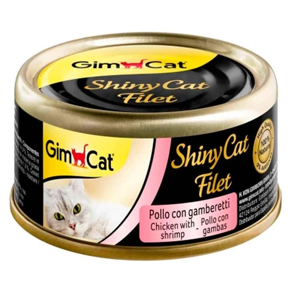 Gimcat Shinycat Kıyılmış Tavuk Fleto Karidesli Kedi Konservesi 70 Gr