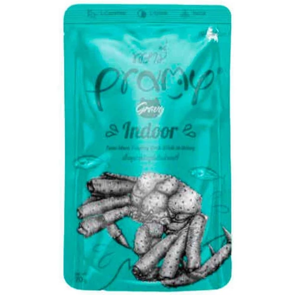 Pramy Indoor Sos İçinde Yengeçli ve Ton Balıklı Yetişkin Kedi Konservesi 70 Gr