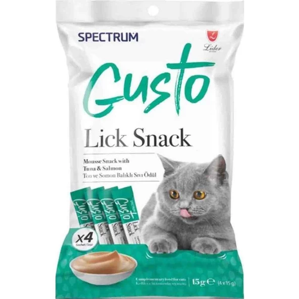 Spectrum Gusto Ton Balığı ve Somonlu Krema Kedi Ödül Maması 15 gr (4'lü)